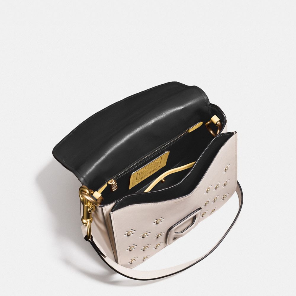 Sac Courier En Cuir Tanné Avec Des Gants Avec Oeillet En Point De Fouet Et Détail Serpent