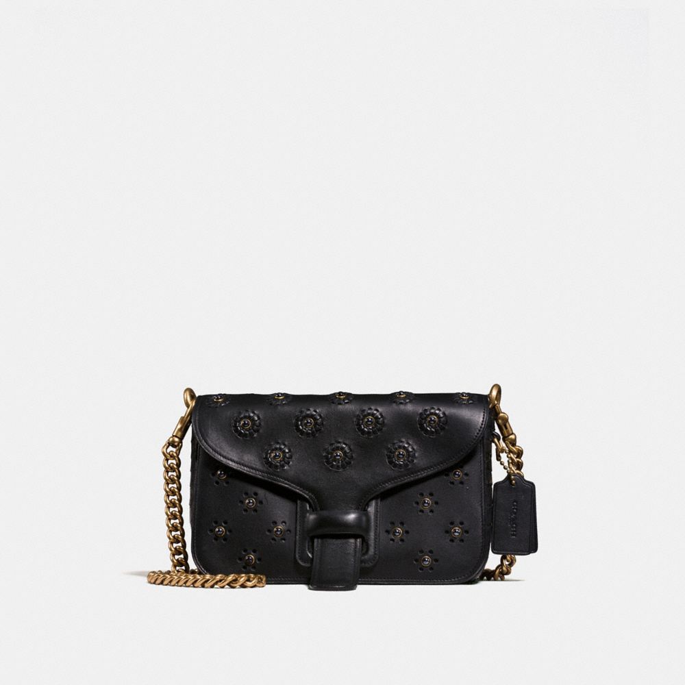 Courier Crossbody In Glovetanned Leather With Whipstitch Eyelet And Crocodile Detail