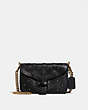 COACH®,COURIER CROSSBODY IN GLOVETANNED LEATHER WITH WHIPSTITCH EYELET AND CROCODILE DETAIL,Leather,Small,Brass/Black,Front View