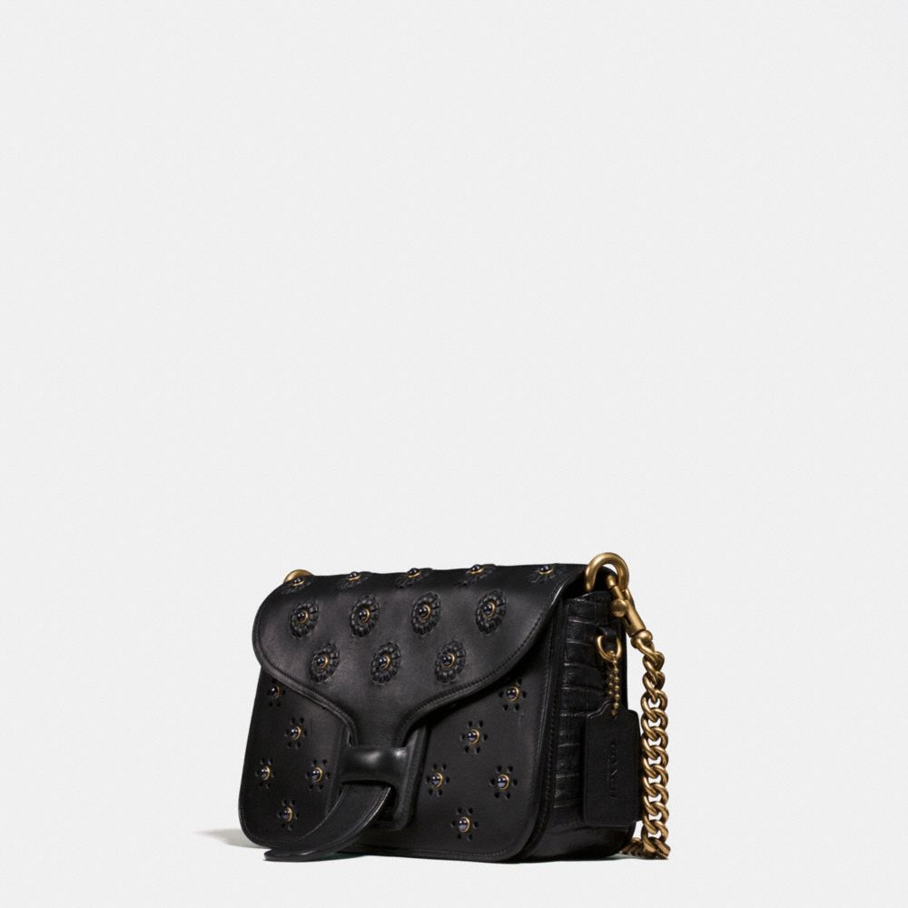 Courier Crossbody In Glovetanned Leather With Whipstitch Eyelet And Crocodile Detail