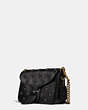 COACH®,COURIER CROSSBODY IN GLOVETANNED LEATHER WITH WHIPSTITCH EYELET AND CROCODILE DETAIL,Leather,Small,Brass/Black,Angle View