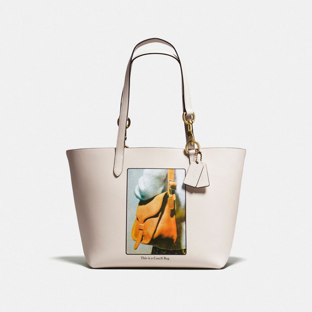 Tote In Glovetanned Leather With Archive Print