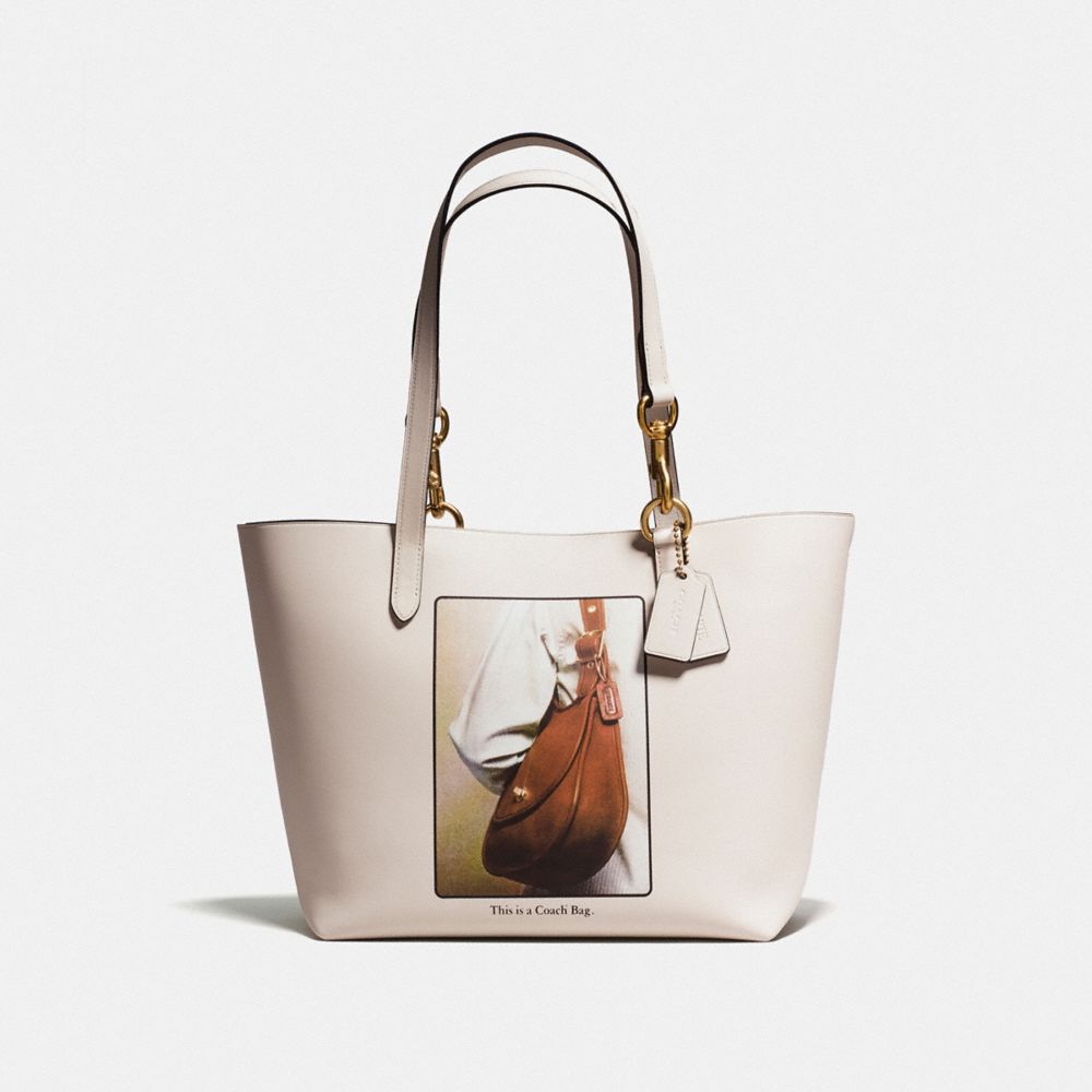 Tote In Glovetanned Leather With Archive Print