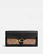 COACH®,TABBY LONG WALLET IN COLORBLOCK SIGNATURE CANVAS,Coated Canvas,Brass/Tan Black,Front View