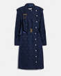 COACH®,JACQUARD ARCHITECTURAL DRAPE BELTED DRESS,Silk,NAVY,Front View