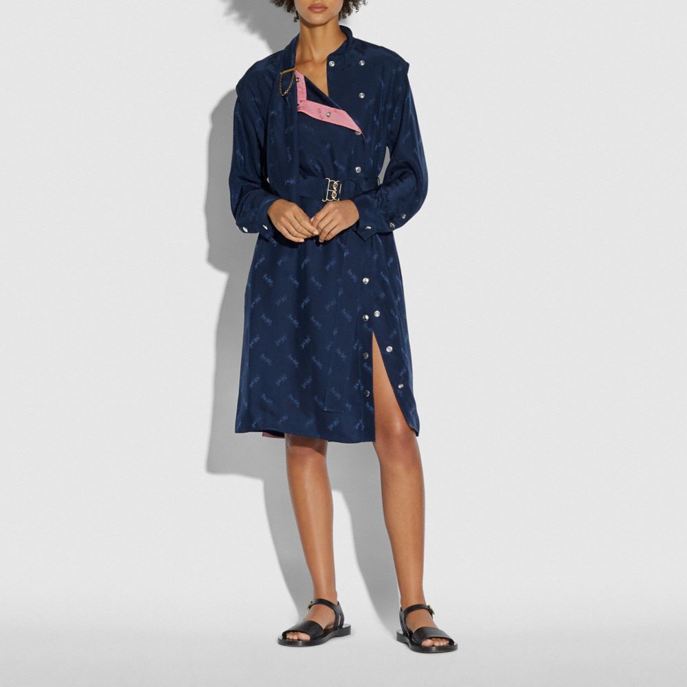 COACH®,Jacquard Architectural Drape Belted Dress,,Scale View
