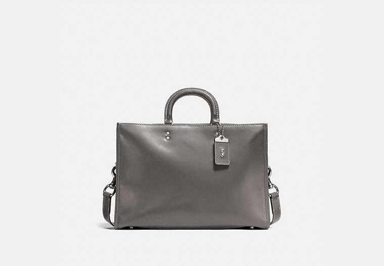 COACH®,ROGUE BRIEF,Leather,Large,Black Copper/Heather Grey,Front View