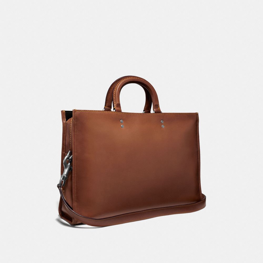 COACH®,ROGUE BRIEF,Leather,Large,Light Nickel/Dark Sienna,Angle View