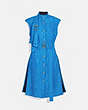 COACH®,DOT SLEEVELESS DRESS WITH BELT,Jacquard,Blue/Pink,Front View
