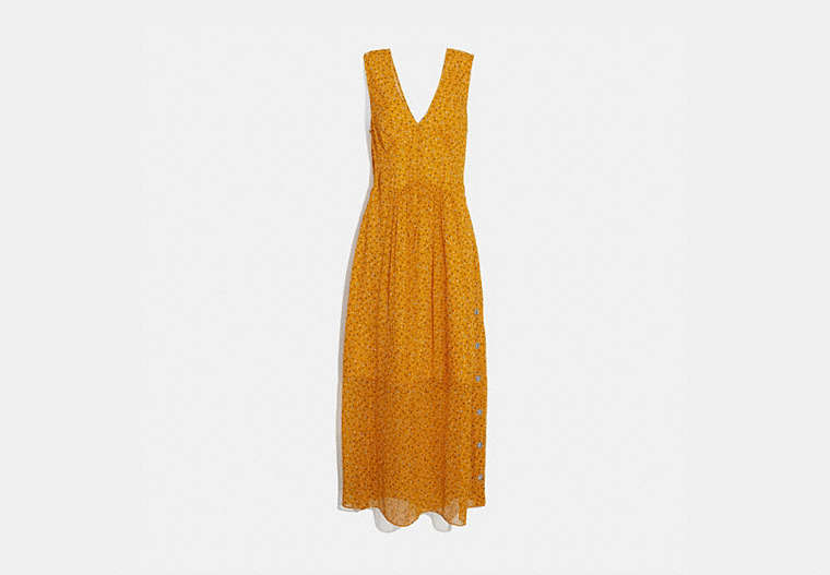 COACH® | Sleeveless Dot Print V Neck Dress