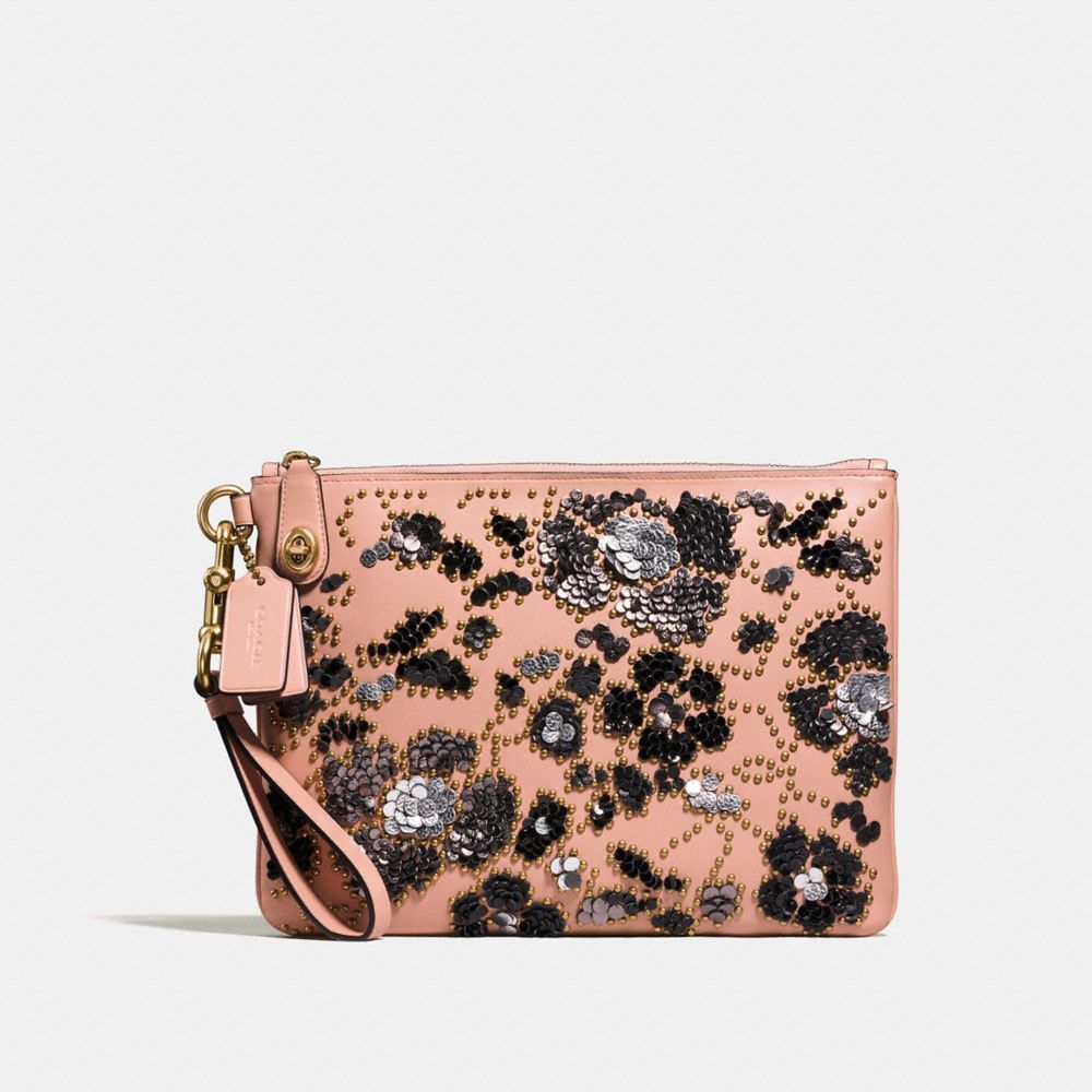 Turnlock Wristlet 30 In Glovetanned Leather With Sequins