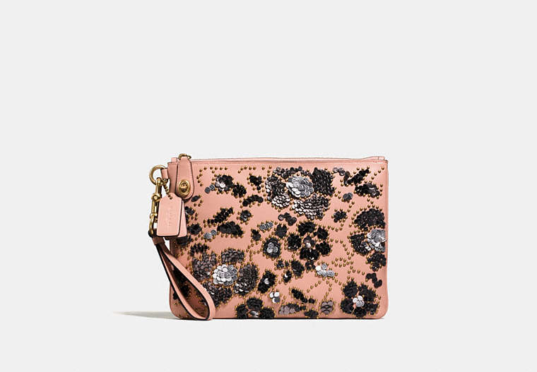 Turnlock Wristlet 30 In Glovetanned Leather With Sequins