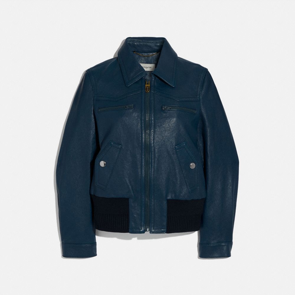Double Zip Leather Blouson