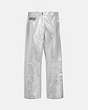COACH®,METALLIC LEATHER PANTS,Leather,Silver,Front View