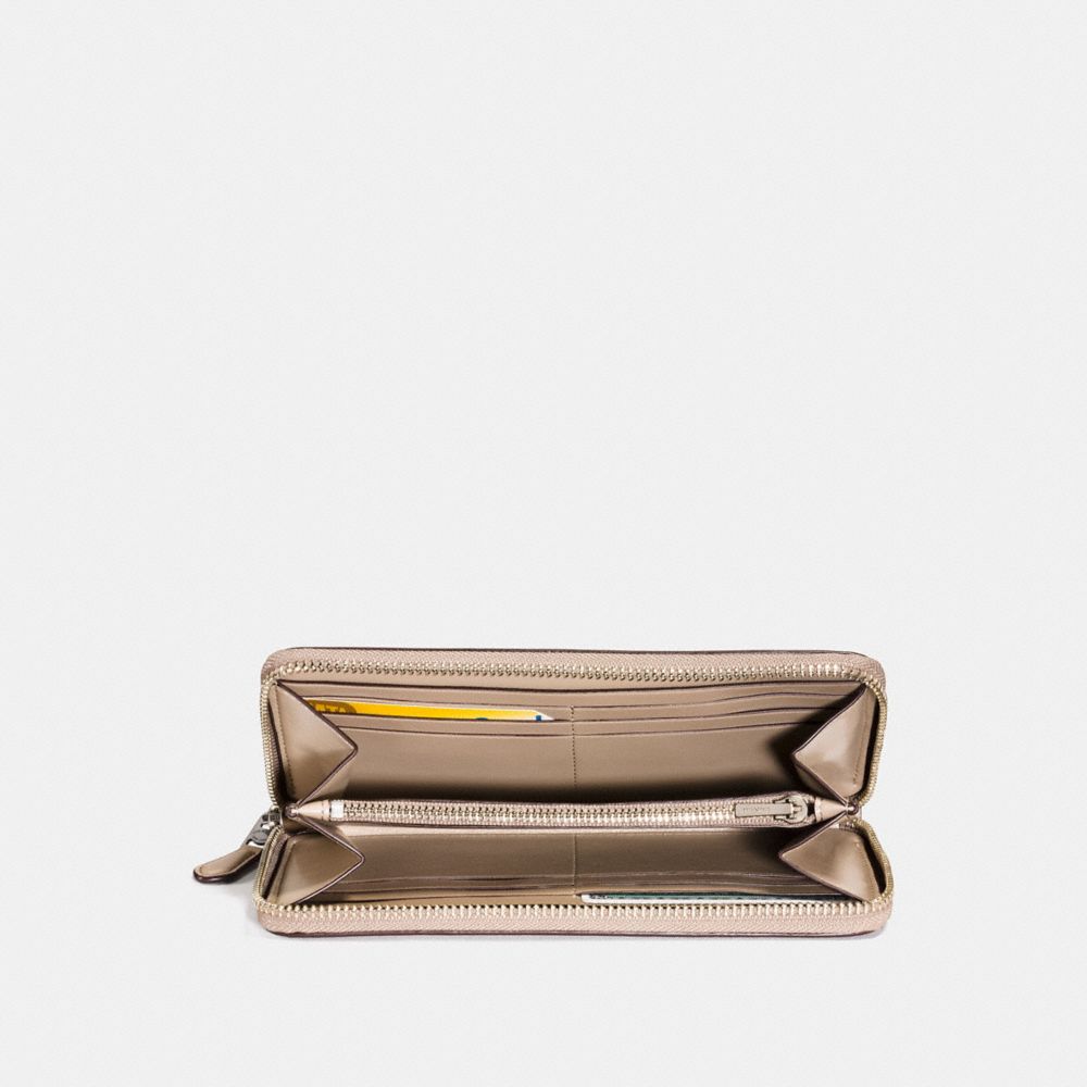 COACH Slim Accordion Zip Wallet in Glovetanned Leather & Tea Rose Tooling