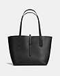 COACH®,MARKET TOTE WITH STARLIGHT PRINT,Polished Pebble Leather,Large,Matte Black/Black,Front View