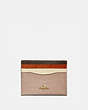 COACH®,CARD CASE IN COLORBLOCK,Leather,Brass/Taupe Ginger Multi,Front View