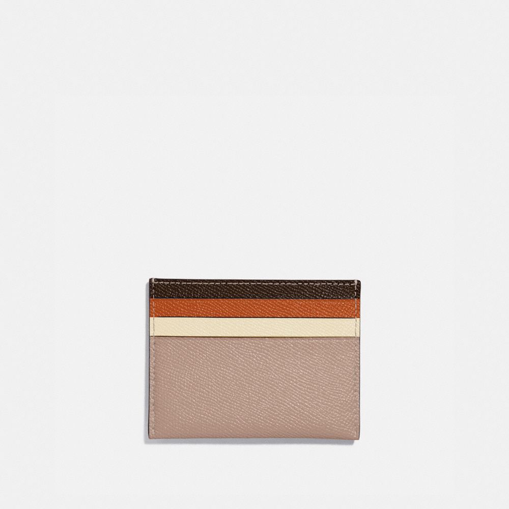 COACH®,CARD CASE IN COLORBLOCK,Leather,Brass/Taupe Ginger Multi,Back View