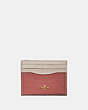 COACH®,CARD CASE IN COLORBLOCK,Leather,Gold/Light Peach Multi,Front View