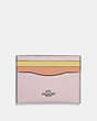 COACH®,CARD CASE IN COLORBLOCK,Leather,Silver/Ice Pink,Front View