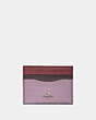 COACH®,CARD CASE IN COLORBLOCK,Leather,Silver/Jasmine Multi,Front View