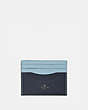COACH®,CARD CASE IN COLORBLOCK,Leather,Pewter/Midnight Navy Multi,Front View