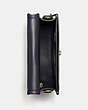 COACH®,TURNLOCK SADDLE CROSSBODY IN SNAKESKIN,Exotic/Smooth Leather,Brass/Royal Purple,Inside View,Top View