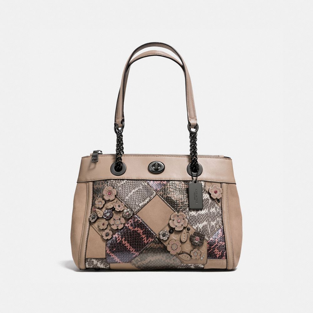 Turnlock Edie Carryall With Patchwork Snakeskin