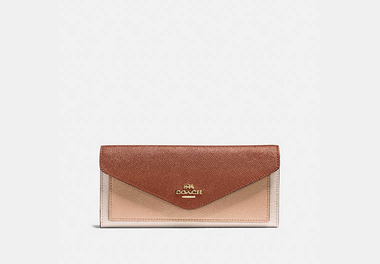 COACH®,SOFT WALLET IN COLORBLOCK,pusplitleather,GD/1941 Saddle Multi,Front View