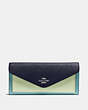 COACH®,SOFT WALLET IN COLORBLOCK,pusplitleather,Silver/Marine Multi,Front View