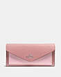 COACH®,SOFT WALLET IN COLORBLOCK,pusplitleather,Light Blush Multi/Silver,Front View