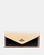 COACH®,SOFT WALLET IN COLORBLOCK,pusplitleather,Pewter/Black Multi,Front View