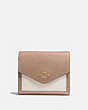 COACH®,SMALL WALLET IN COLORBLOCK,pusplitleather,Brass/Taupe Multi,Front View
