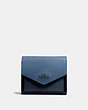 COACH®,SMALL WALLET IN COLORBLOCK,pusplitleather,Gunmetal/Slate Multi,Front View