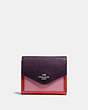 COACH®,SMALL WALLET IN COLORBLOCK,pusplitleather,Light Gold/Plum Multi,Front View