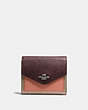 COACH®,SMALL WALLET IN COLORBLOCK,pusplitleather,Silver/Stone/Melon Multi,Front View