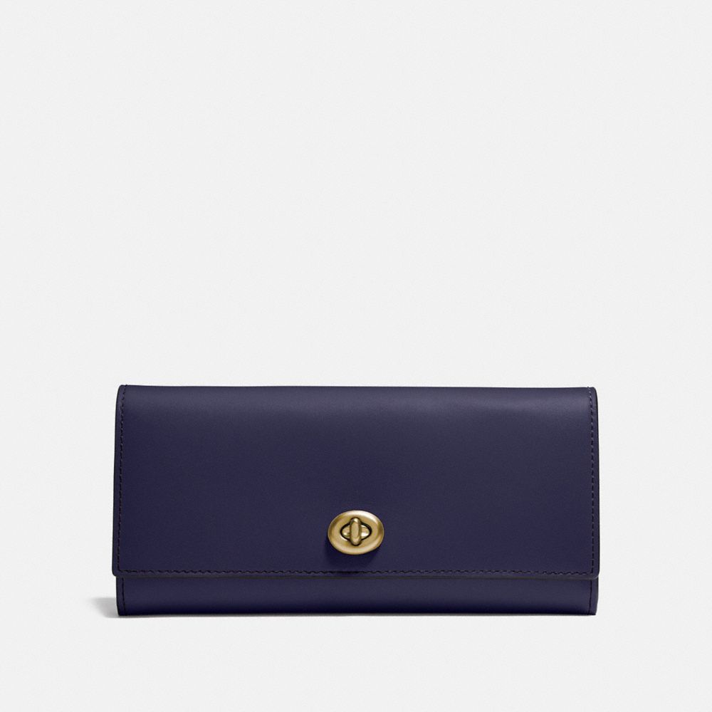 COACH Turnlock Slim Envelope Wallet In Smooth Leather in Black