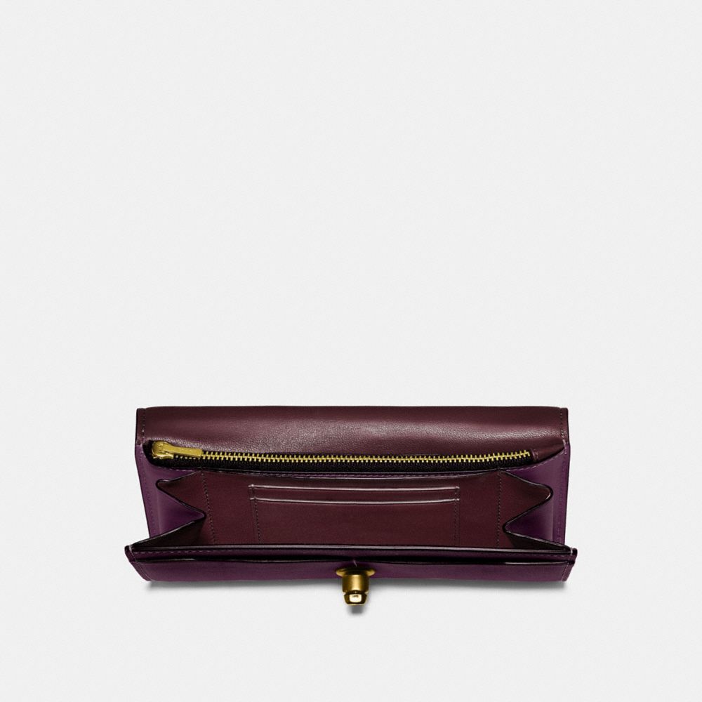 COACH®,ENVELOPE WALLET,Leather,Brass/Plum,Inside View,Top View
