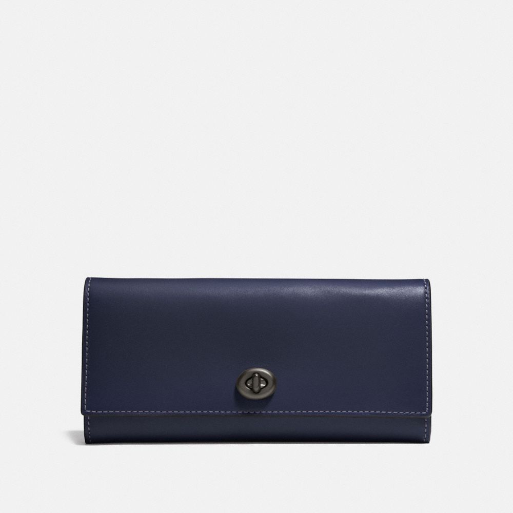 COACH®,ENVELOPE WALLET,Leather,Black Copper/Midnight Navy,Front View