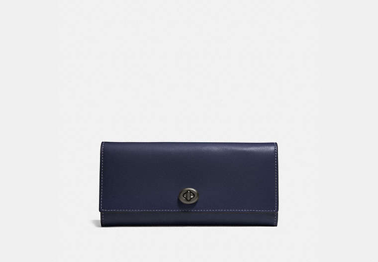 COACH®,ENVELOPE WALLET,Leather,Black Copper/Midnight Navy,Front View image number 0