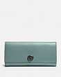 COACH®,ENVELOPE WALLET,Leather,Sage/Pewter,Front View