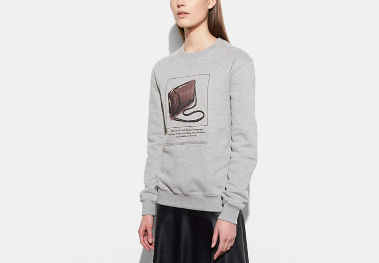 COACH®,SWEATSHIRT WITH ARCHIVE PRINT,cotton,HEATHER GREY,Front View