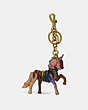 COACH®,SMALL UNI BAG CHARM IN RAINBOW SIGNATURE CANVAS,Leather,Gold/Multi,Front View