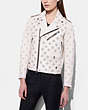 COACH®,MOTO JACKET WITH WHIPSTICH EYELET,Leather,Chalk,Front View