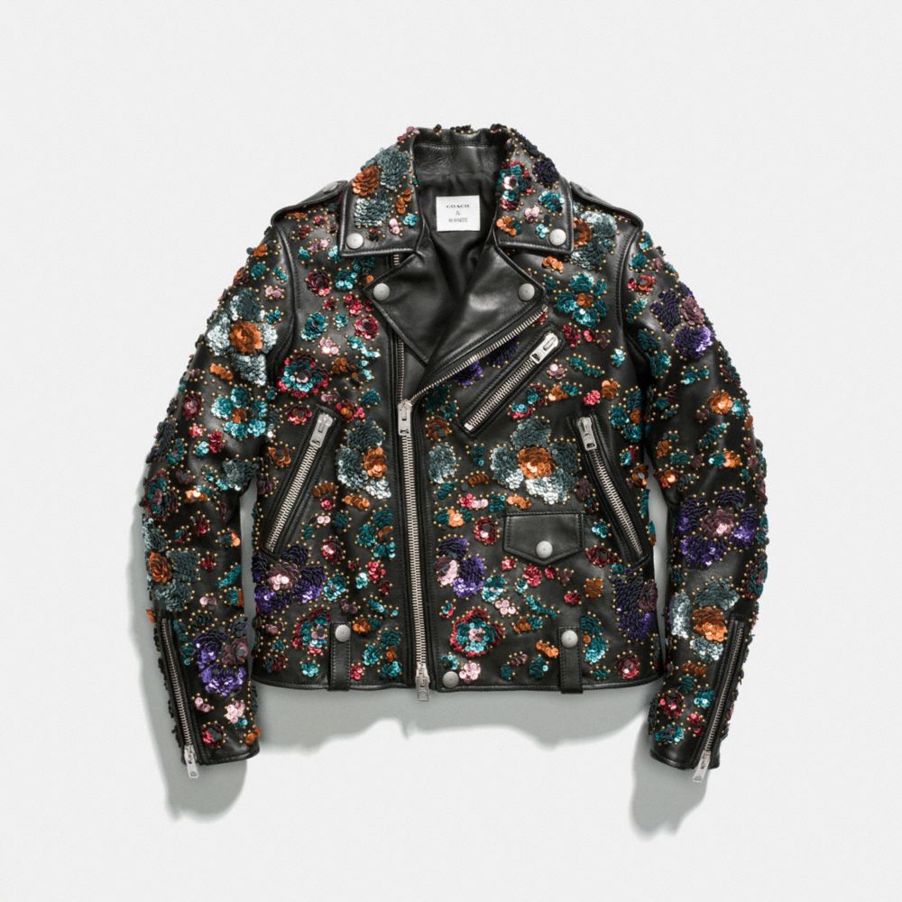 COACH®: Moto Jacket With Leather Sequins