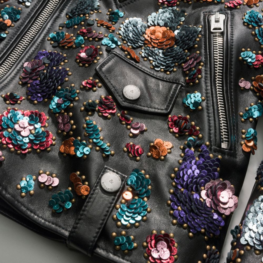 Moto Jacket With Leather Sequins