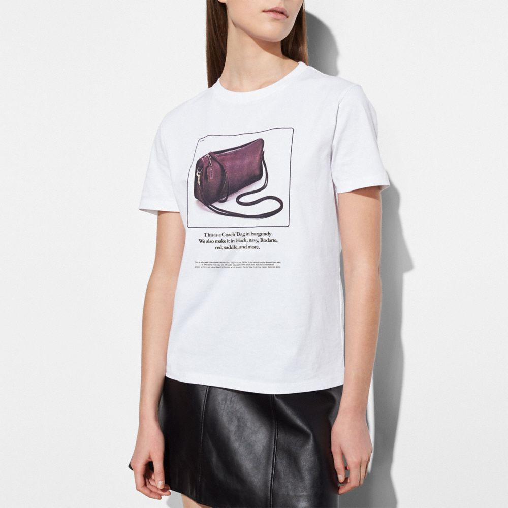 COACH®,T-SHIRT WITH ARCHIVE PRINT,cotton,White,Front View