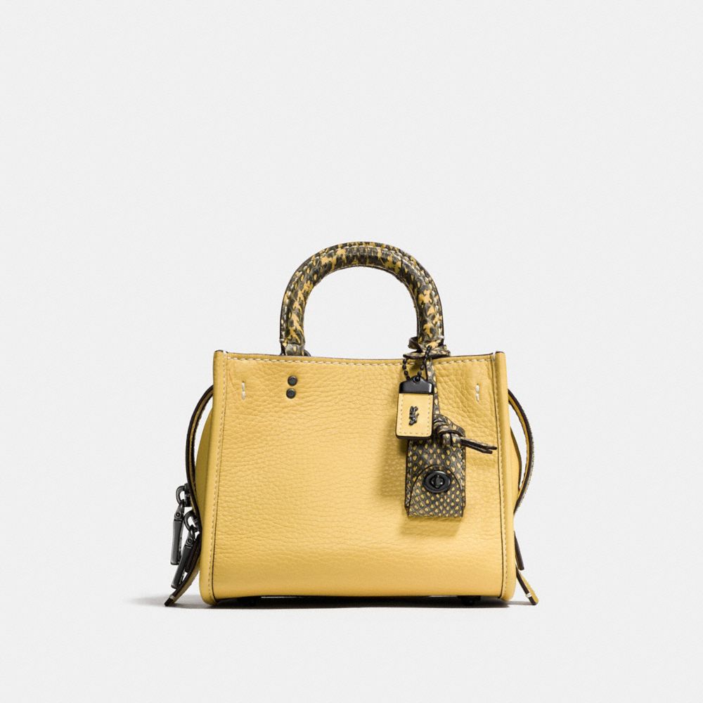 COACH®,ROGUE 17 WITH COLORBLOCK SNAKESKIN DETAIL,Leather,Black Copper/Sunflower,Front View
