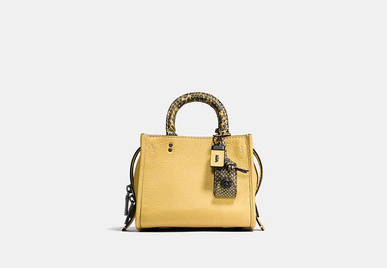 COACH®,ROGUE 17 WITH COLORBLOCK SNAKESKIN DETAIL,Leather,Black Copper/Sunflower,Front View