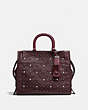 COACH®,ROGUE WITH PRAIRIE RIVETS,Leather,Large,Black Copper/Oxblood,Front View